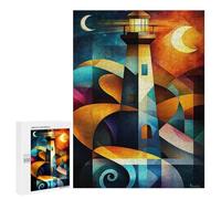 Jigsaw 500 PCS for Teenagerss Modern Cubism Lighthouse Jigsaw Puzzle Family Games Pattern Assembly Unique Gifts for Birthday And Christmas 500 PCS