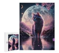 Jigsaw 500 PCS for Teenagerss Mystical Moonlit Cat Puzzles for Adults Relaxing Games Analysis And Logic Parent-child Interaction 500 PCS
