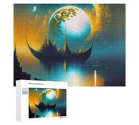 Jigsaw 500 PCS for Teenagerss Mystical Moonlit Sailing Ship Jigsaw Relax Games Difficult Challenge Unique Gifts for Birthday And Christmas 500 PCS