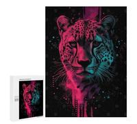Jigsaw 500 PCS for Teenagerss Neon Leopard Portrait Jigsaw Puzzle Family Games Pattern Assembly Unique Gifts for Birthday And Christmas 500 PCS