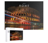 Jigsaw 500 PCS for Teenagerss Night Lights of Rome Colosseum Glow Jigsaw Relax Games Difficult Challenge Unique Gifts for Birthday And Christmas 500 PCS