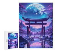 Jigsaw 500 PCS for Teenagerss Nightscape Torii Gate Adult Puzzles Relaxing Games Home Decoration Unique Gifts for Birthday And Christmas 500 PCS