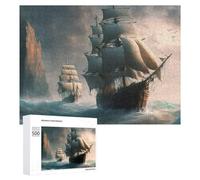 Jigsaw 500 PCS for Teenagerss Oceanic Adventure Sailing Through Storms Puzzles for Adults Relaxing Games Analysis And Logic Parent-child Interaction 500 PCS