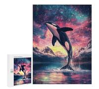 Jigsaw 500 PCS for Teenagerss Orca Leaping Into The Stars Jigsaw Puzzle Family Games Pattern Assembly Unique Gifts for Birthday And Christmas 500 PCS