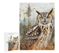 Jigsaw 500 PCS for Teenagerss Owl Vintage Paint Puzzles for Adults Relax Games Staycation Kill Time for Is Ideal As A Gift 500 PCS
