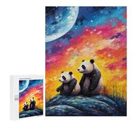 Jigsaw 500 PCS for Teenagerss Pandas Under A Cosmic Sky Puzzles for Adults Relaxing Games Analysis And Logic Parent-child Interaction 500 PCS