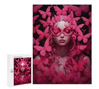 Jigsaw 500 PCS for Teenagerss Pink Butterflies Puzzles for Adults Relax Games Staycation Kill Time for Is Ideal As A Gift 500 PCS