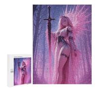 Jigsaw 500 PCS for Teenagerss Pink Haired Warrior with Sword Puzzles for Teenagerss Analysis And Logic Parent-child Interaction Challenging Game Toys 500 PCS