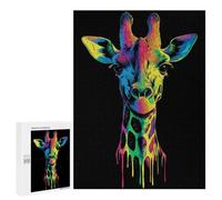 Jigsaw 500 PCS for Teenagerss Pop Art Rainbow Giraffe Puzzles for Adults Relax Games Staycation Kill Time for Is Ideal As A Gift 500 PCS