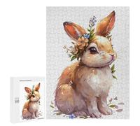 Jigsaw 500 PCS for Teenagerss Rabbit Flower Puzzle for Adults Anti-Stress Toys Difficult Hard for Is Ideal As A Gift 500 PCS