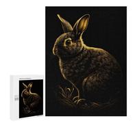 Jigsaw 500 PCS for Teenagerss Rabbit Gold Black Puzzle for Adults Anti-Stress Toys Difficult Hard for Is Ideal As A Gift 500 PCS