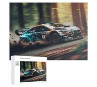 Jigsaw 500 PCS for Teenagerss Rally Car in Action Forest Speed -1 Jigsaw Relax Games Difficult Challenge Unique Gifts for Birthday And Christmas 500 PCS