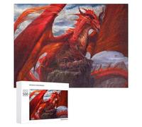 Jigsaw 500 PCS for Teenagerss Red Dragon Guardian of Eggs Puzzles for Adults Relaxing Games Analysis And Logic Parent-child Interaction 500 PCS