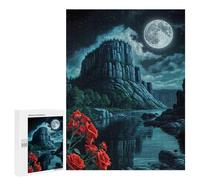 Jigsaw 500 PCS for Teenagerss Red Rose Night Atmosphere Puzzles for Adults Relax Games Staycation Kill Time for Is Ideal As A Gift 500 PCS