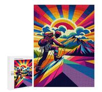 Jigsaw 500 PCS for Teenagerss Rock Climbing Sunset Wpap Jigsaw Puzzle Family Games Pattern Assembly Unique Gifts for Birthday And Christmas 500 PCS