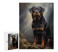Jigsaw 500 PCS for Teenagerss Rottweiler Portrait Jigsaw for Adults Toy Wall Decor Presents for Women Unique Gifts for Birthday And Christmas 500 PCS