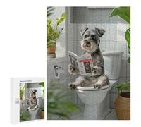 Jigsaw 500 PCS for Teenagerss Schnauzer Dog Reading on Toilet Jigsaw for Adults Toy Wall Decor Presents for Women Unique Gifts for Birthday And Christmas 500 PCS