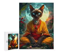 Jigsaw 500 PCS for Teenagerss Siamese Cat Mystic Puzzles for Adults Relax Games Staycation Kill Time for Is Ideal As A Gift 500 PCS
