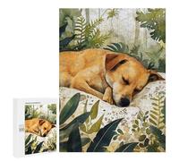Jigsaw 500 PCS for Teenagerss Sleeping Dog Animal Art Puzzles for Adults Relax Games Staycation Kill Time for Is Ideal As A Gift 500 PCS