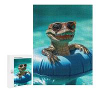 Jigsaw 500 PCS for Teenagerss Smiling Alligator in Pool Jigsaw for Adults Toy Wall Decor Presents for Women Unique Gifts for Birthday And Christmas 500 PCS