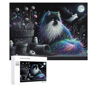 Jigsaw 500 PCS for Teenagerss Spooky Cat with Ghosts Jigsaw Relax Games Difficult Challenge Unique Gifts for Birthday And Christmas 500 PCS
