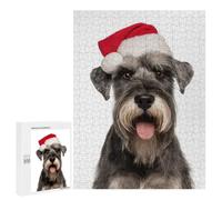 Jigsaw 500 PCS for Teenagerss Standard Schnauzer with Santa Hat Puzzles for Adults Relax Games Staycation Kill Time for Is Ideal As A Gift 500 PCS
