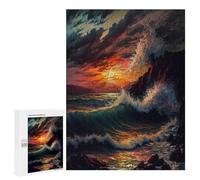 Jigsaw 500 PCS for Teenagerss Stormly Ocean V1 Jigsaw Puzzle Family Games Pattern Assembly Unique Gifts for Birthday And Christmas 500 PCS
