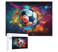 Jigsaw 500 PCS for Teenagerss Vibrant Soccer Ball Artwork -2 Puzzles for Adults Relaxing Games Analysis And Logic Parent-child Interaction 500 PCS