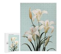Jigsaw 500 PCS for Teenagerss White Lily Easter Flower Adult Jigsaw Hands-on Game Home Decoration Unique Gifts for Birthday And Christmas 500 PCS
