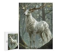 Jigsaw 500 PCS for Teenagerss White Stag in Forest Puzzles for Adults Relax Games Staycation Kill Time for Is Ideal As A Gift 500 PCS