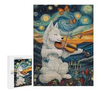 Jigsaw 500 PCS for Teenagerss Wolf Playing Violin Puzzle for Adults Anti-Stress Toys Difficult Hard for Is Ideal As A Gift 500 PCS