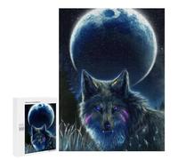 Jigsaw 500 PCS for Teenagerss Wolf Under The Moon Puzzles for Adults Relax Games Staycation Kill Time for Is Ideal As A Gift 500 PCS