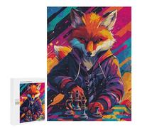 Jigsaw 500 PCS Fox Mastering Chess Strategy Meets Style Jigsaw Puzzles for Teenagers Improve Memory Educational Challenge Gifts for Friends And Family 500 PCS