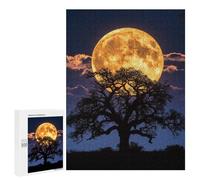 Jigsaw 500 PCS Full Moon Rising Behind Tree Silhouette-1 Puzzle For Teenagers Enhance Memory Train Your Brain And Hands Addictive Toys to Cultivate Patience 500 PCS