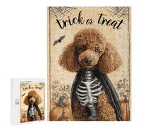 Jigsaw 500 PCS Halloween Poodle Skeleton Costume-2 Jigsaw Puzzles for Teenagers Improve Memory Educational Challenge Gifts for Friends And Family 500 PCS