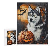Jigsaw 500 PCS Halloween Wolf with Jack-o'-Lantern-1 Jigsaw Puzzles for Teenagers Improve Memory Educational Challenge Gifts for Friends And Family 500 PCS