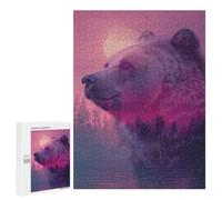 Jigsaw 500 PCS Nature's Majesty Bear in Twilight Jigsaw Puzzles for Teenagers Improve Memory Educational Challenge Gifts for Friends And Family 500 PCS