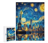 Jigsaw 500 PCS New York City Skyline with Statue of Liberty Jigsaw Puzzles for Teenagers Improve Memory Educational Challenge Gifts for Friends And Family 500 PCS