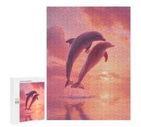 Jigsaw 500 PCS Pink Dolphins Sunset Puzzle For Teenagers Enhance Memory Train Your Brain And Hands Addictive Toys to Cultivate Patience 500 PCS