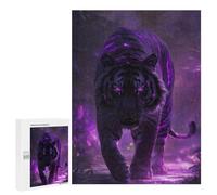Jigsaw 500 PCS Purple Glowing Tiger Art Print Puzzle For Teenagers Enhance Memory Train Your Brain And Hands Addictive Toys to Cultivate Patience 500 PCS