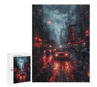 Jigsaw 500 PCS Rainy City Night Scene Jigsaw Puzzles for Adults Improve Memory Challenging To Complete Christmas Birthday Gifts 500 PCS