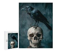 Jigsaw 500 PCS Raven on Human Skull Jigsaw Puzzles for Adults Improve Memory Challenging To Complete Christmas Birthday Gifts 500 PCS