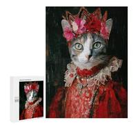 Jigsaw 500 PCS Royal Cat in Red Dress Jigsaw Puzzles for Teenagers Improve Memory Educational Challenge Gifts for Friends And Family 500 PCS
