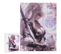 Jigsaw 500 PCS Samurai Beauty with Sakura Cat Puzzle For Teenagers Enhance Memory Train Your Brain And Hands Addictive Toys to Cultivate Patience 500 PCS