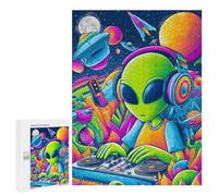 Jigsaw 500 PCS Space DJ Alien Party Jigsaw Puzzles for Teenagers Improve Memory Educational Challenge Gifts for Friends And Family 500 PCS