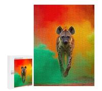Jigsaw 500 PCS Spotted Hyena in Colorful Smoke Jigsaw Puzzles for Adults Improve Memory Challenging To Complete Christmas Birthday Gifts 500 PCS