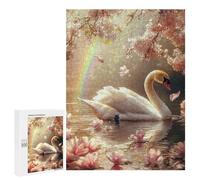 Jigsaw 500 PCS Swan Serenity with Cherry Blossoms Jigsaw Puzzles for Adults Improve Memory Challenging To Complete Christmas Birthday Gifts 500 PCS