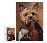 Jigsaw 500 PCS Vampire Dog with Wine Glass -1 Jigsaw Puzzles for Teenagers Improve Memory Educational Challenge Gifts for Friends And Family 500 PCS