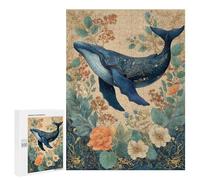 Jigsaw 500 PCS Whale And Floral Fantasy Jigsaw Puzzles for Teenagers Improve Memory Educational Challenge Gifts for Friends And Family 500 PCS