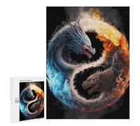 Jigsaw 500 PCS Yin Yang Dragons Art Print Puzzle For Teenagers Enhance Memory Train Your Brain And Hands Addictive Toys to Cultivate Patience 500 PCS